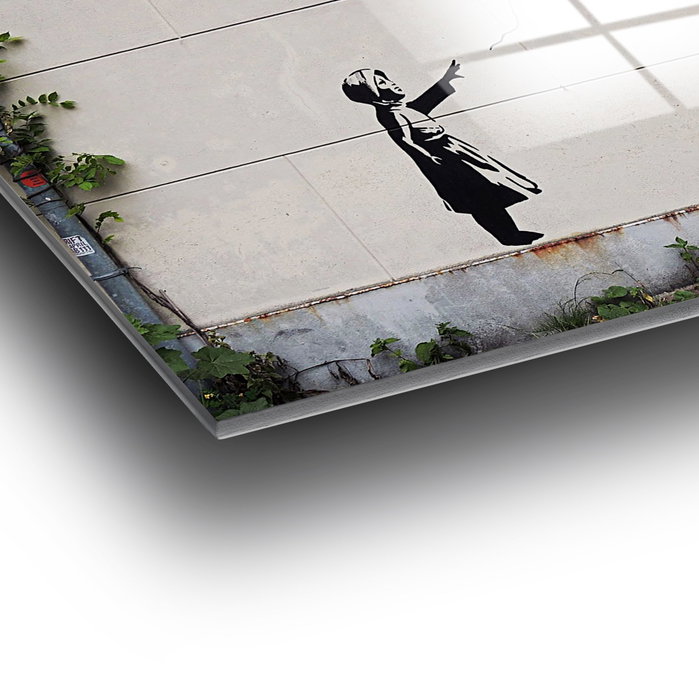 Wallity Cuadro Decorativo Banksy en Vidrio Templado 50 x 70 cm